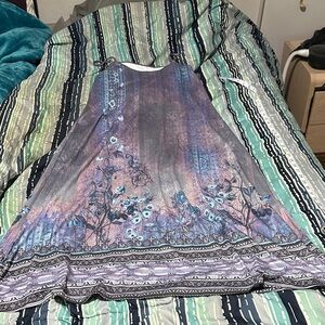 Floral Purple and Blue Women's Top